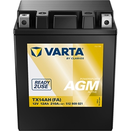 Varta 512 909 021 Powersports AGM Active MC batteri 12 volt 12Ah (+pol til venstre)